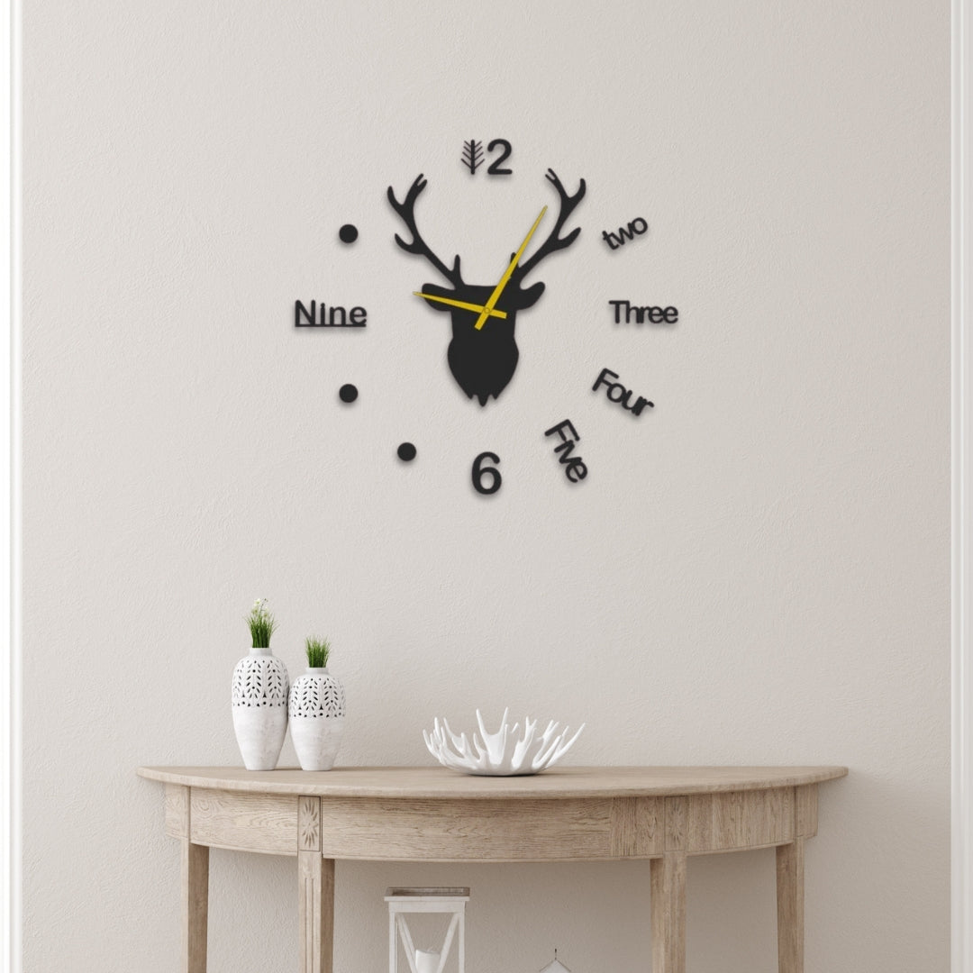 3D Deer Big Wall Clock