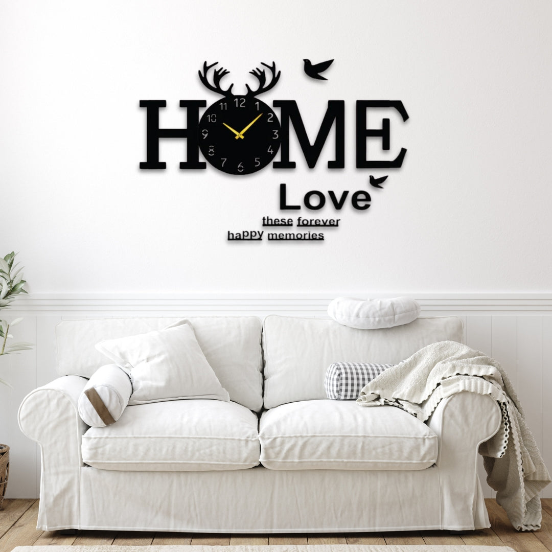 Home Love Clock With Black Dial