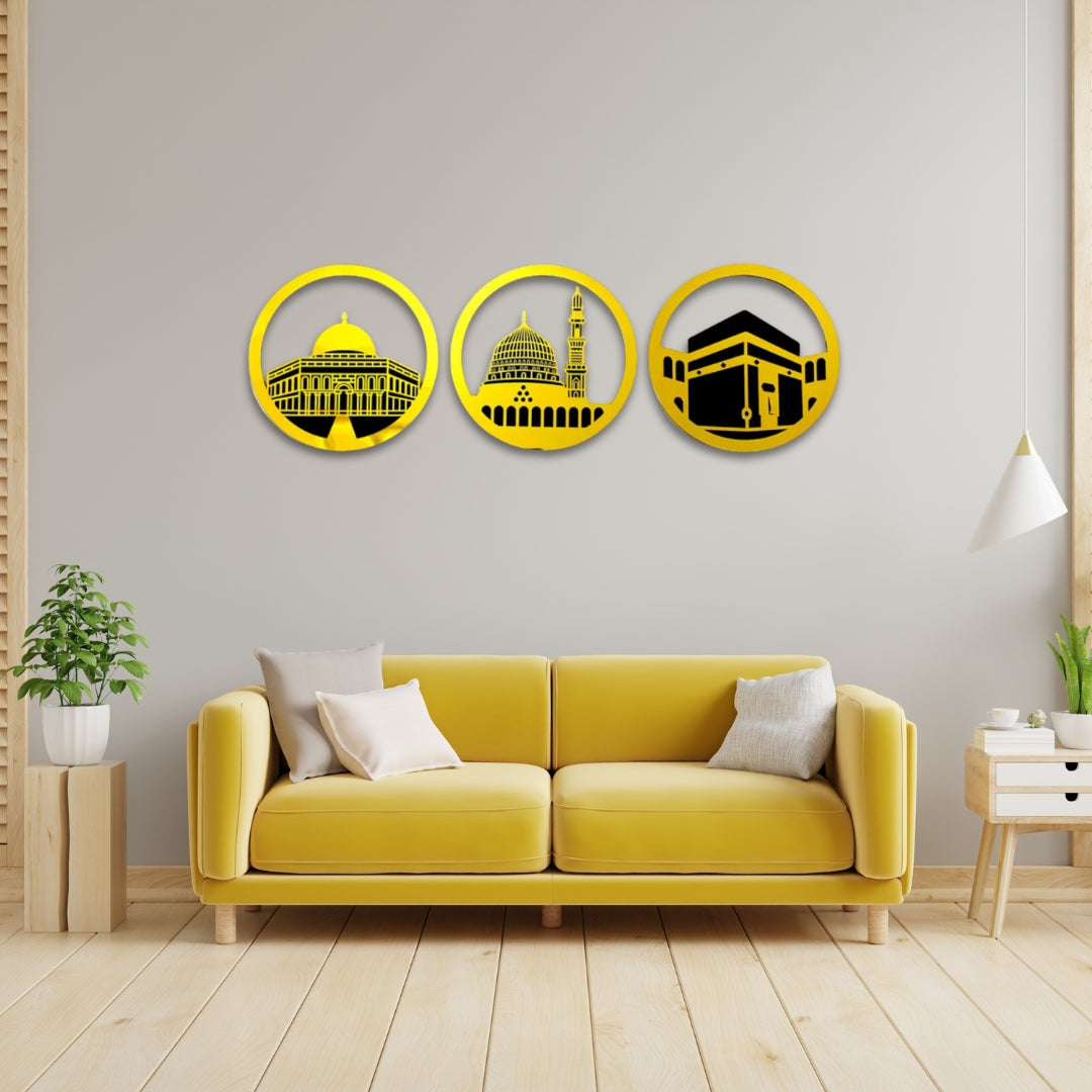 Set Of 3 Seat Of Haramin Sharif Makkah Madina & Qibla E Awwal